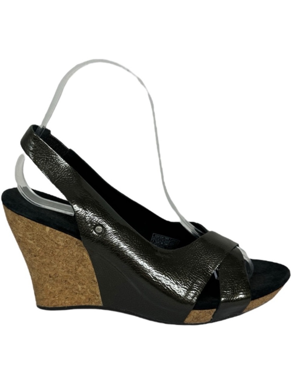 UGG Hazel Wedge Sandals Patent Leather Green Womens Size 7 Cork Comfort‎ Shoes